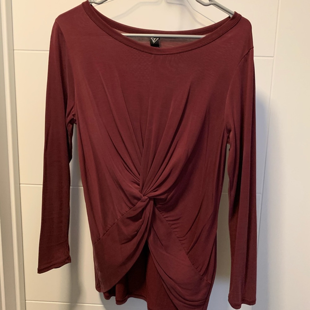 Maroon twist front long sleeve